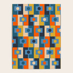 Rektangel Retro Contemporary Geometric Pattern Blue Orange Mustard Poster Gallery Image 4