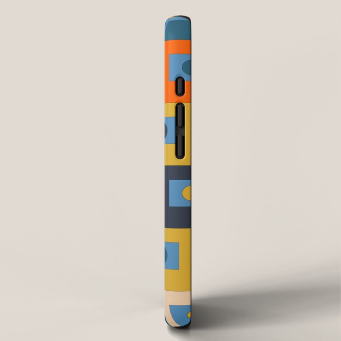 Rektangel Retro Contemporary Geometric Pattern Blue Orange Mustard iPhone Case Gallery Image 2