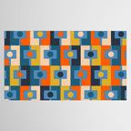 Rektangel Retro Contemporary Geometric Pattern Blue Orange Mustard Tablecloth Gallery Image 2