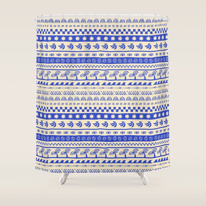 Vintage tropical summer nature art pattern Shower Curtain Gallery Image 1