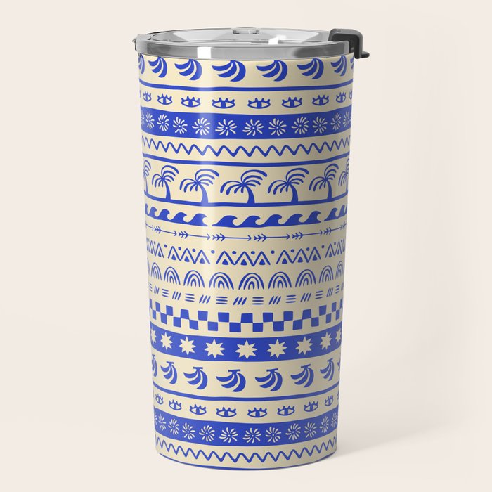 Vintage tropical summer nature art pattern Travel Mug Gallery Image 2