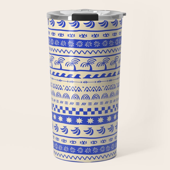 Vintage tropical summer nature art pattern Travel Mug Gallery Image 1