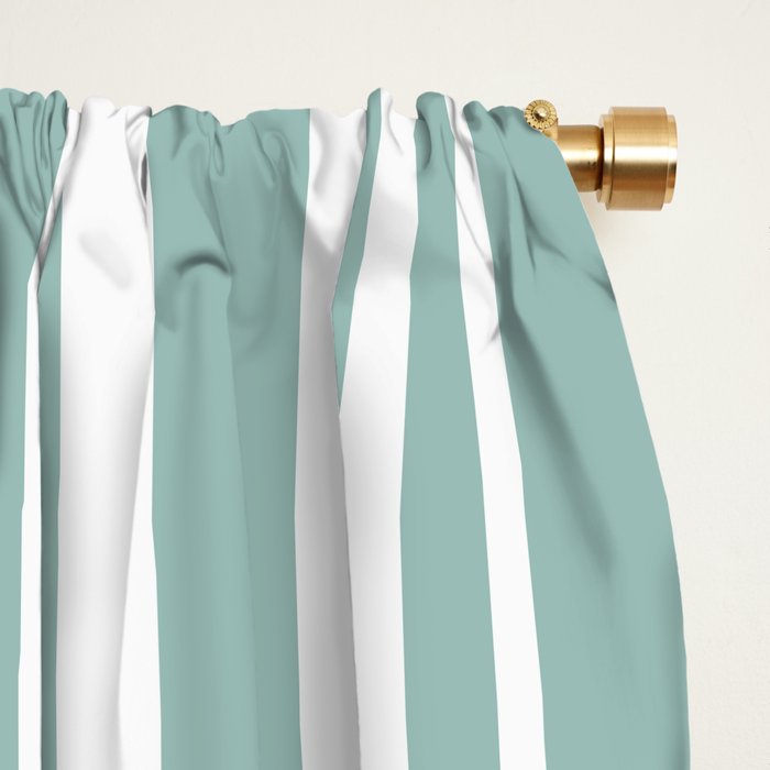Classic Stripes XXXVII - Sage Green Window Curtain Gallery Image 2