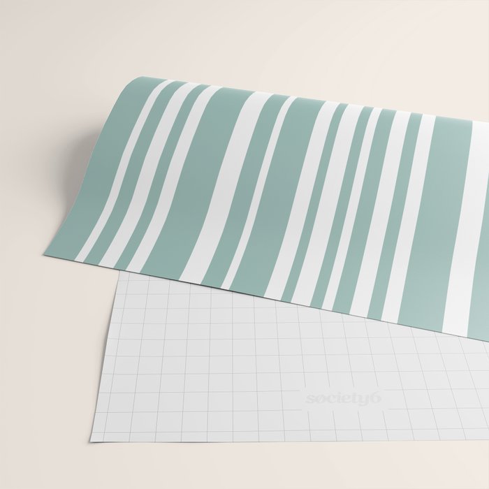 Classic Stripes XXXVII - Sage Green Wrapping Paper Gallery Image 2