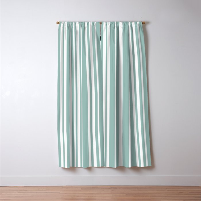 Classic Stripes XXXVII - Sage Green Window Curtain Gallery Image 3