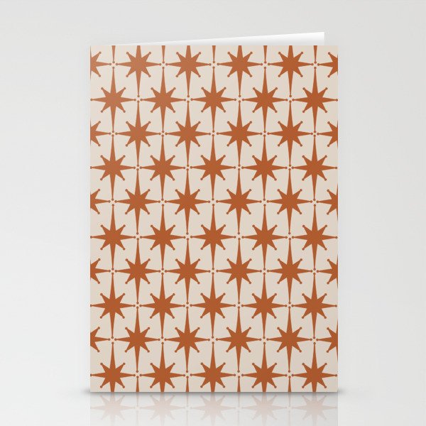 Atomic Age 50s Starburst Pattern in Clay and Light Putty Stationery Card Gallery Image 2