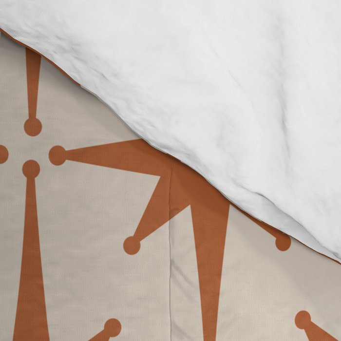 Atomic Age 50s Starburst Pattern in Clay and Light Putty Comforter Gallery Image 4