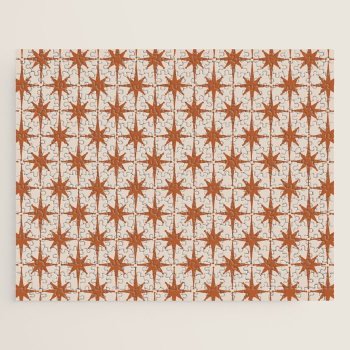 Atomic Age 50s Starburst Pattern in Clay and Light Putty Jigsaw Puzzle Gallery Image 1