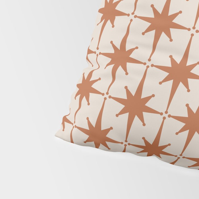 Atomic Age 50s Starburst Pattern in Clay and Light Putty Pillow Sham Gallery Image 4