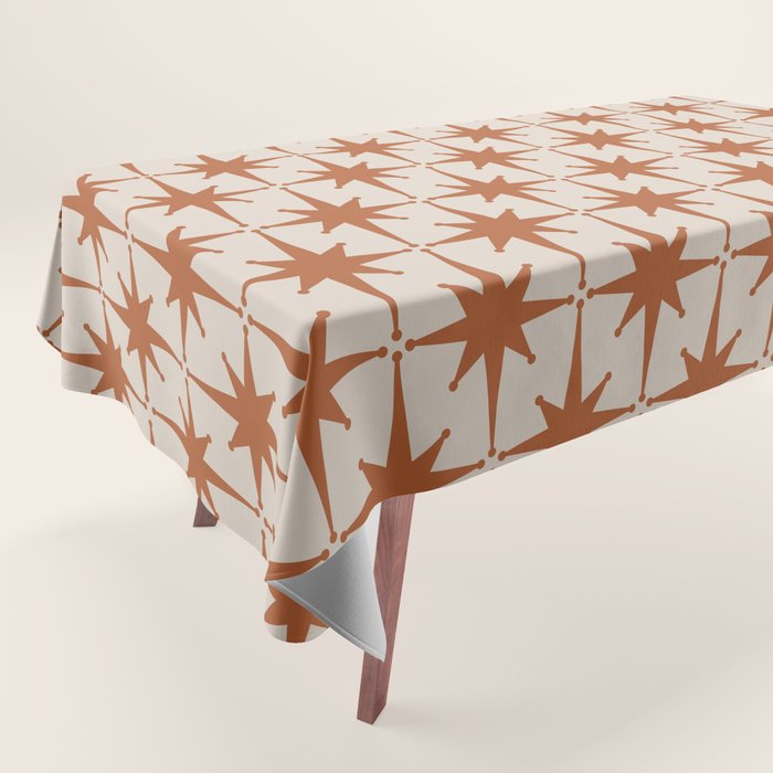 Atomic Age 50s Starburst Pattern in Clay and Light Putty Tablecloth Gallery Image 1