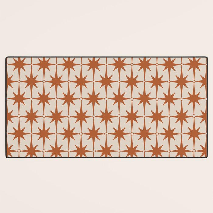 Atomic Age 50s Starburst Pattern in Clay and Light Putty Desk Mat Gallery Image 3