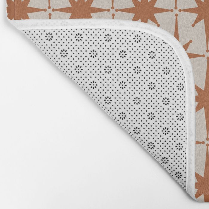Atomic Age 50s Starburst Pattern in Clay and Light Putty Bath Mat Gallery Image 2