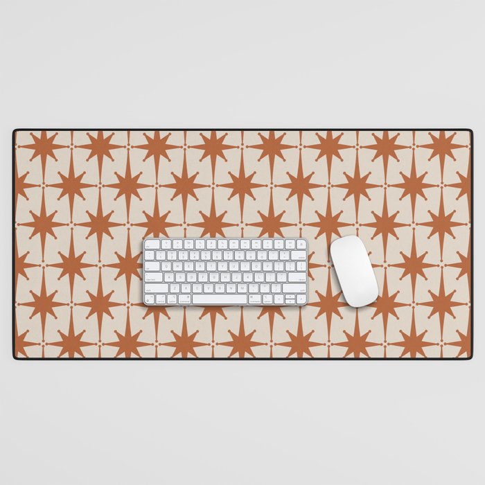 Atomic Age 50s Starburst Pattern in Clay and Light Putty Desk Mat Gallery Image 1
