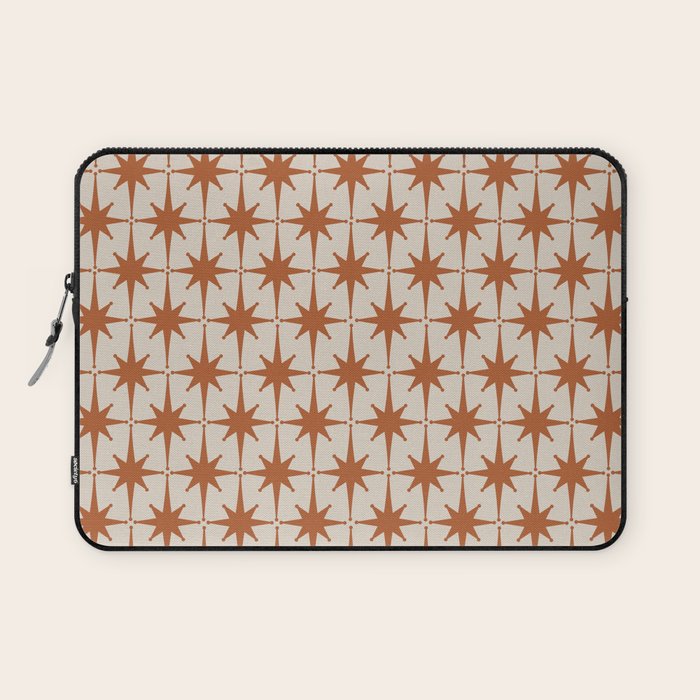 Atomic Age 50s Starburst Pattern in Clay and Light Putty Laptop Sleeve Gallery Image 1