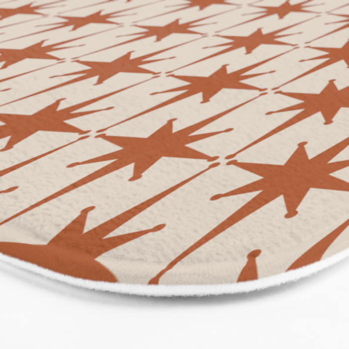 Atomic Age 50s Starburst Pattern in Clay and Light Putty Bath Mat Gallery Image 3