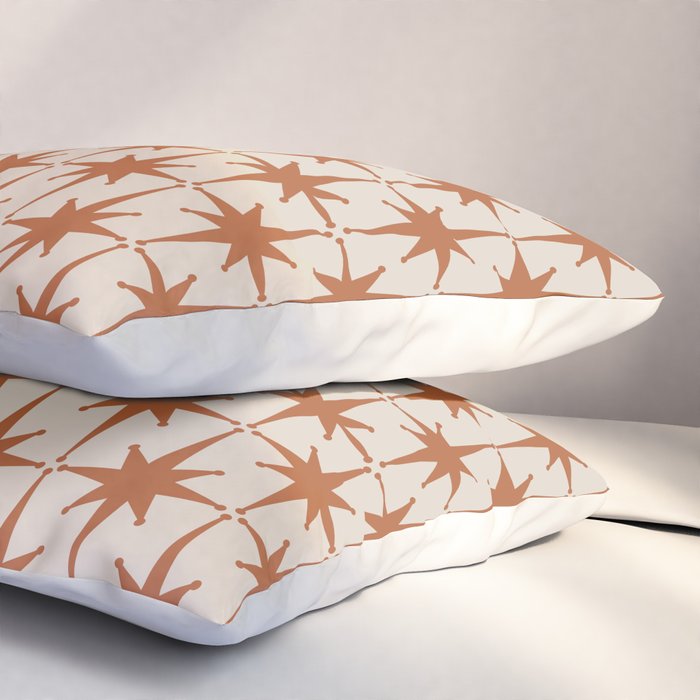 Atomic Age 50s Starburst Pattern in Clay and Light Putty Pillow Sham Gallery Image 3