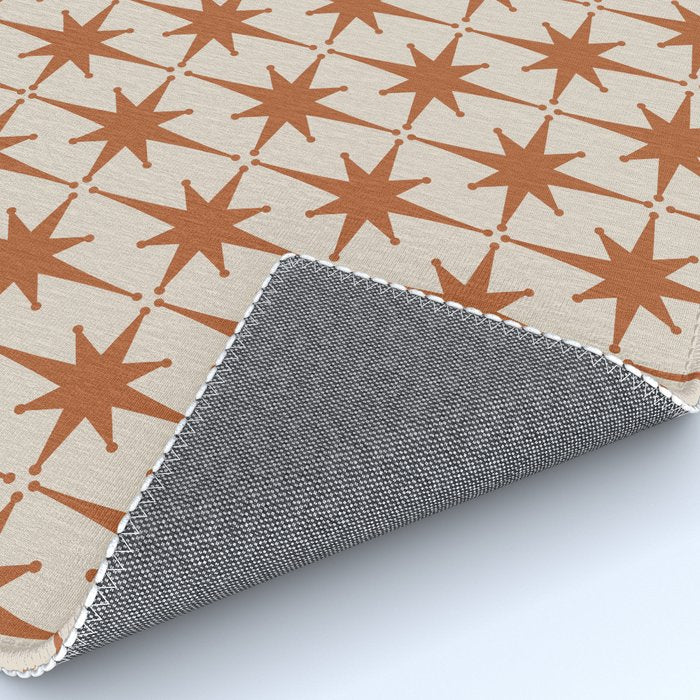 Atomic Age 50s Starburst Pattern in Clay and Light Putty Rug Gallery Image 4