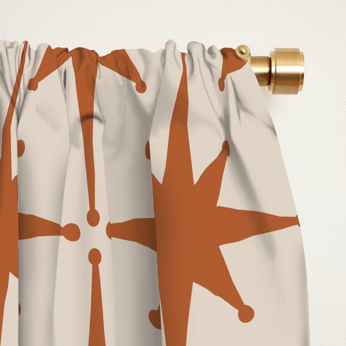 Atomic Age 50s Starburst Pattern in Clay and Light Putty Window Curtain Gallery Image 2