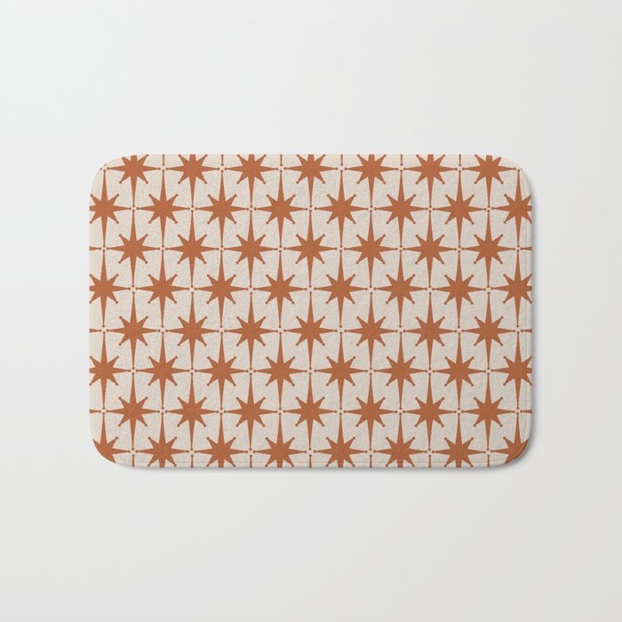 Atomic Age 50s Starburst Pattern in Clay and Light Putty Bath Mat Gallery Image 1