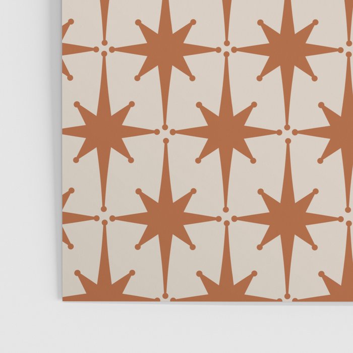 Atomic Age 50s Starburst Pattern in Clay and Light Putty Poster Gallery Image 3