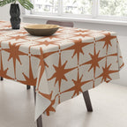 Atomic Age 50s Starburst Pattern in Clay and Light Putty Tablecloth Gallery Image 3