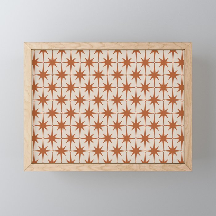 Atomic Age 50s Starburst Pattern in Clay and Light Putty Mini Art Print Gallery Image 1