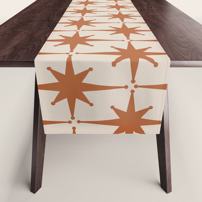 Atomic Age 50s Starburst Pattern in Clay and Light Putty Table Runner Gallery Image 1