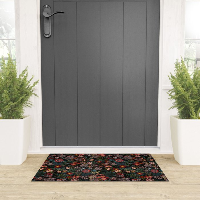 Dark Garden Flowers Welcome Mat Gallery Image 3
