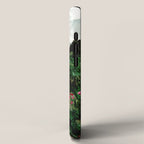 Field of flowers and mountains dreamy watercolor, landscape painting iPhone Case Gallery Image 2