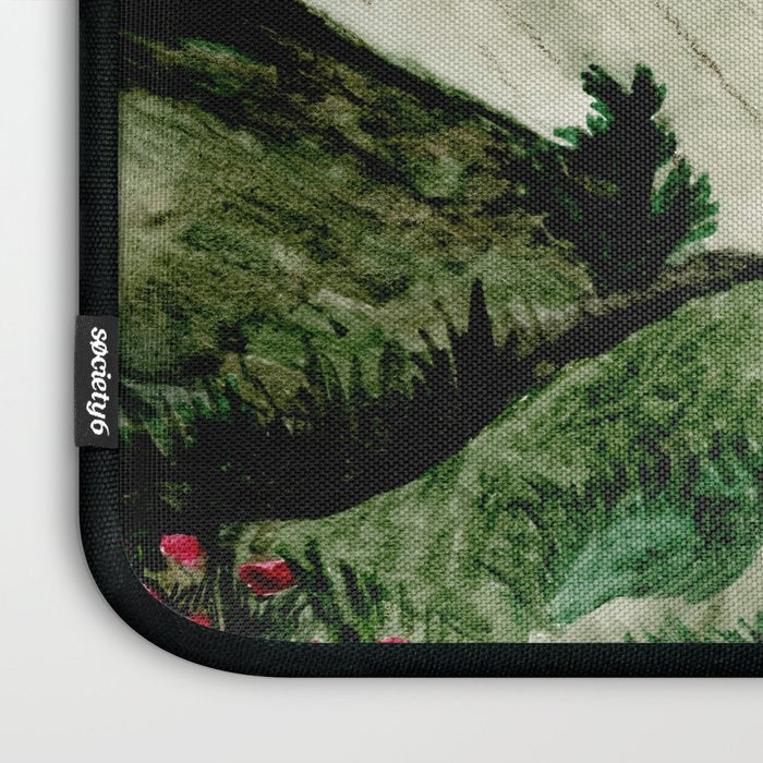 Field of flowers and mountains dreamy watercolor, landscape painting Laptop Sleeve Gallery Image 3