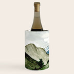 Field of flowers and mountains dreamy watercolor, landscape painting Wine Chiller Gallery Image 2
