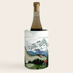 Field of flowers and mountains dreamy watercolor, landscape painting Wine Chiller Gallery Image 1