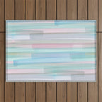 Abstract Watercolor Waves in Sky & Seafoam Outdoor Rug Gallery Image 1