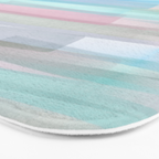 Abstract Watercolor Waves in Sky & Seafoam Bath Mat Gallery Image 3