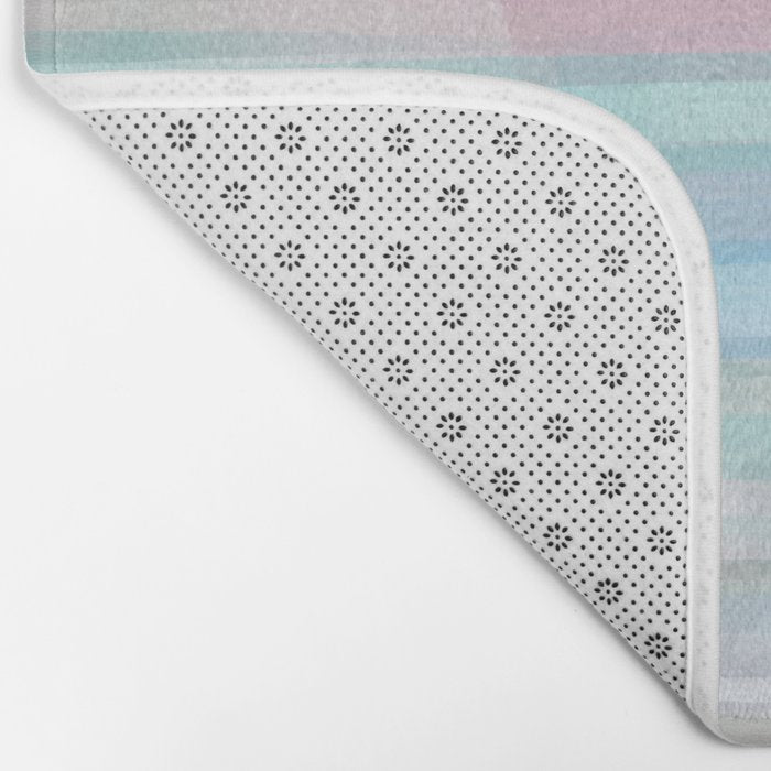 Abstract Watercolor Waves in Sky & Seafoam Bath Mat Gallery Image 2