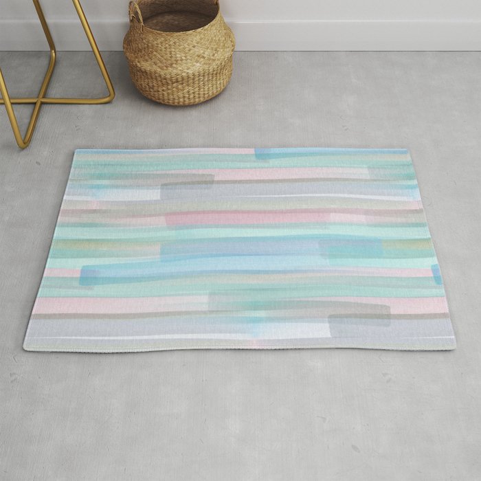 Abstract Watercolor Waves in Sky & Seafoam Rug Gallery Image 1