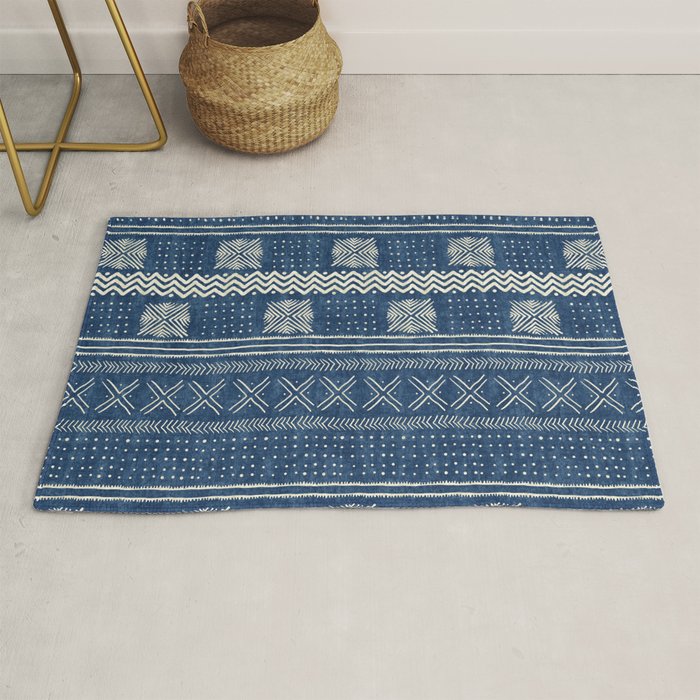 Geometric Stripe Blue Rug Gallery Image 1