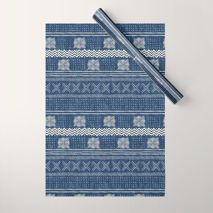 Geometric Stripe Blue Wrapping Paper Gallery Image 1
