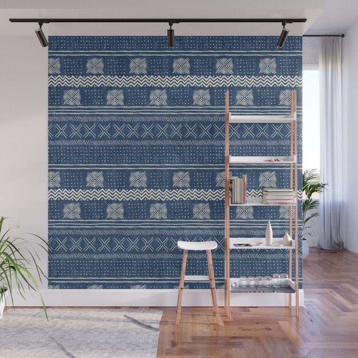 Geometric Stripe Blue Wall Mural Gallery Image 1