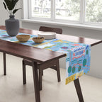 Paris France Map Illustration & Pattern in Blue Table Runner Gallery Image 2