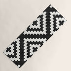 Urban Tribal Pattern No.17 - Aztec - Black and White Concrete Yoga Mat Gallery Image 1