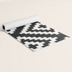 Urban Tribal Pattern No.17 - Aztec - Black and White Concrete Yoga Mat Gallery Image 2
