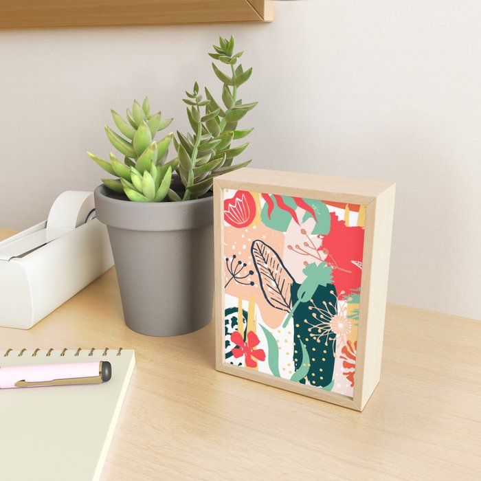 Summer Floral Prints, Abstract, Red and Green, Colourful Prints. Mini Art Print Gallery Image 2