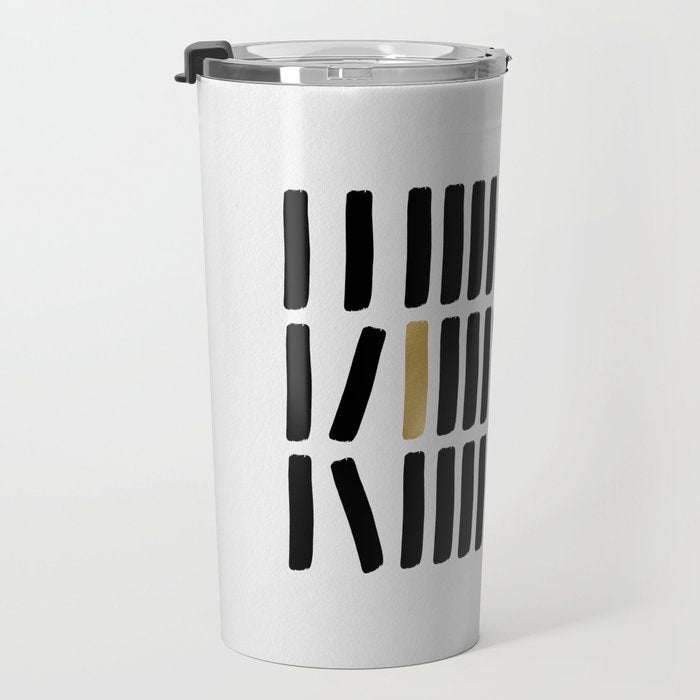 Black and Gold Abstract Travel Mug Gallery Image 3