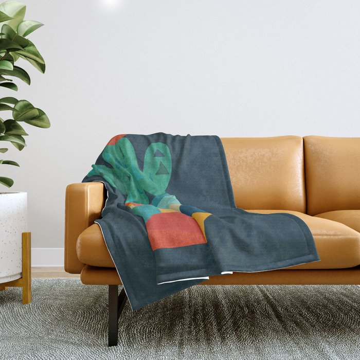 Blooming cactus in cracked pot Throw Blanket Gallery Image 1