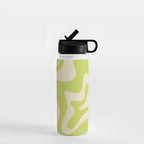 Liquid Swirl Retro Contemporary Abstract Pattern 2 in Light Lime Linden Green and Beige Water Bottle Gallery Image 1