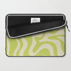 Liquid Swirl Retro Contemporary Abstract Pattern 2 in Light Lime Linden Green and Beige Laptop Sleeve Gallery Image 2