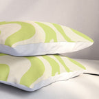 Liquid Swirl Retro Contemporary Abstract Pattern 2 in Light Lime Linden Green and Beige Pillow Sham Gallery Image 3