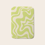 Liquid Swirl Retro Contemporary Abstract Pattern 2 in Light Lime Linden Green and Beige Bath Mat Gallery Image 1