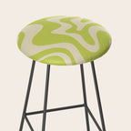 Liquid Swirl Retro Contemporary Abstract Pattern 2 in Light Lime Linden Green and Beige Stool Gallery Image 2